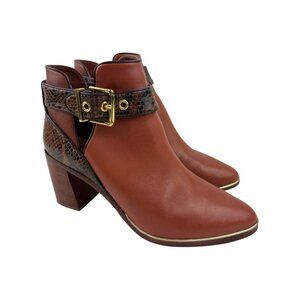 *Ted Baker London Nissie Split Shaft Ankle Boots Womens 38 Brown Leather Luxury